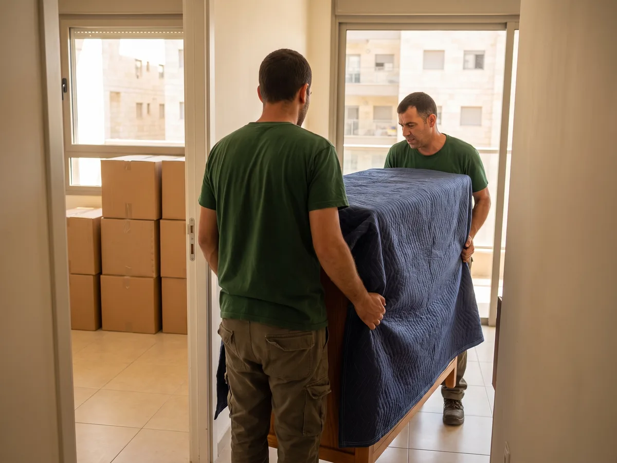 הובלת דירה: הצוות מעמיס רהיטים למשאית